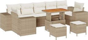 vidaXL Set de canapele pentru grădină cu pernă 10 pcs Bej și crem