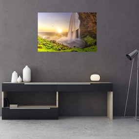Tablou - Seljalandsfoss din spatele peșterii (90x60 cm)
