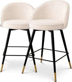 Set de 2 scaune de bar pivotante, design LUX, Counter Stool Cooper crem