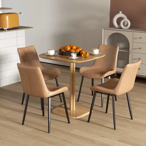 HOMCOM Masă de dining pentru 4 persoane masă de bucătărie stil modern cu blat aspect lemn, 70 x 70 cm, lemn natural | Aosom Romania