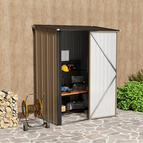 Outsunny Sopron de Gradina din Otel Suport Scule, 161.5x94.5x196cm, Maro