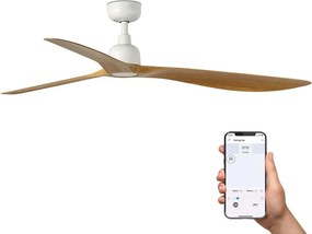 Ventilator tavan de exterior smart sistem TUYA si telecomanda IP44 OUTWOOD L alb/stejar