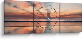 Tablou cu razele solare deasupra plajei Dayton (cu ceas) (90x30 cm)