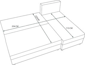 Coltar extensibil de tip L dublu fata VALERIO SLIM 200x140 cm, gri deschis/bej + 2 pernute GRATUIT