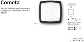 Aplica IP54 COMETA AP3 ANTRACITE 082240 IDL