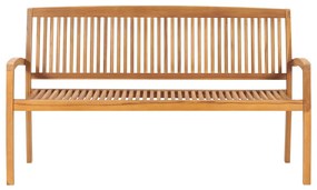 Banca de gradina stivuibila cu perna, 159 cm, lemn masiv de tec 1, 150 cm, Crem, Crem
