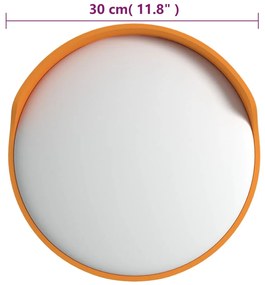 Oglinda trafic convexa exterior, portocaliu O30 cm policarbonat 1, Portocaliu, O 30 cm