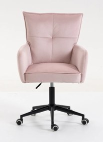 HR250K Scaun Catifea Roz Pudra Bază Neagră