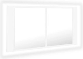 vidaXL Dulap de baie cu oglindă și LED, alb, 90x12x45 cm acril