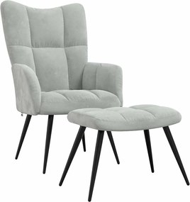 vidaXL Fotoliu Relaxant cu Taburet 2 pcs Gri deschis Catifea