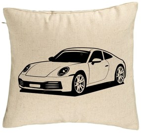 Perna Decorativa, Model Porsche 911, 40x40 cm, Bej, Husa Detasabila, Burduf