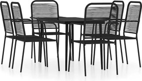 vidaXL Set de servit masa pentru grădină, 7 piese, negru