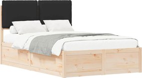 vidaXL Cadru de pat cu tăblie tapițată cu headboard Negru 120 x 190 cm