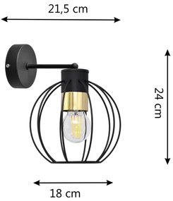 Lampă de perete STARLIGHT 1xE27/15W/230V neagră/aurie