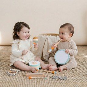AIYAPLAY Instrumente Muzicale pentru Copii, Jucării Muzicale Montessori din Lemn pentru Copii 3+, Set de Percuție cu Tamburină și Maracas, Cadou pentru Fete și Băieți | Aosom Romania