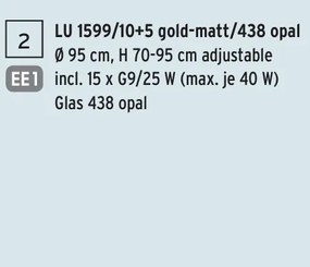 Candelabru 15 brate elegant design modern OPALDESIGN, auriu mat