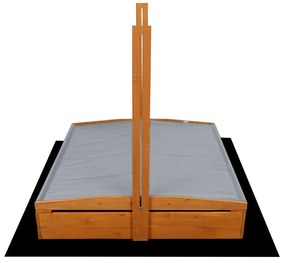 Ladă de nisip 120cm cu copertină, impregnată + agrotextil