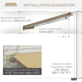 Outsunny Copertină Pliabilă pentru Exterior, Copertină Tip Roll-Up cu Deschidere Manivelă, 350x250 cm, Galben | Aosom Romania