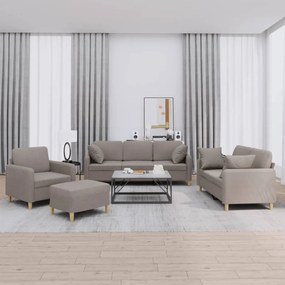 vidaXL Set de canapele cu perne, 4 piese, gri taupe, textil