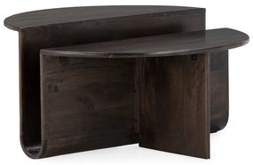 Măsuță de cafea maro închis rotundă din lemn de mango ø 80 cm Divya – MOME