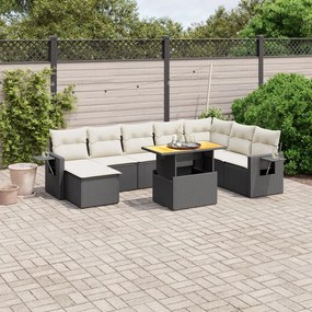 vidaXL Set mobilier de grădină cu perne, 9 piese, negru, poliratan