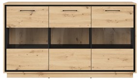 Vitrină Pont KOM3W (Stejar artisan + Negru mat). 1063040