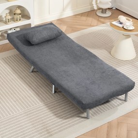 HOMCOM Fotoliu cu functie de pat, design 2-in-1, fotoliu de dormit, pat de oaspeti, husa material, cu perna, Gri inchis | Aosom Romania