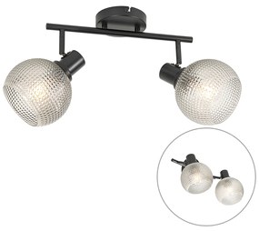 Spotlight de design negru cu sticlă fumurie cu 2 lumini - Chico