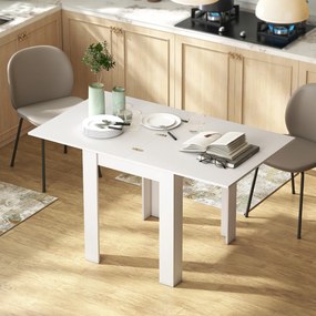 HOMCOM Masă de Dining Extensibilă pentru 4-6 Persoane din PAL și Oțel, 140 x 80 x 77,5 cm, Alb cu Efect de Lemn | Aosom Romania