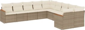 vidaXL Set canapele de grădină cu perne, 10 piese, bej, poliratan