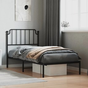 373880 vidaXL Cadru pat metalic cu tăblie, negru, 90x200 cm