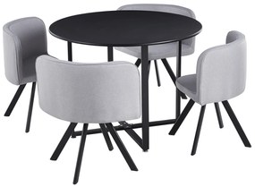 Set de mobilier dining 1+4, negru gri deschis, BEVAN NEW