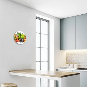 Ceas de perete din sticla rotund Legume Bucătărie Multi-colorat