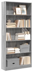 vidaXL Bibliotecă, gri sonoma, 80x24x176 cm, lemn prelucrat