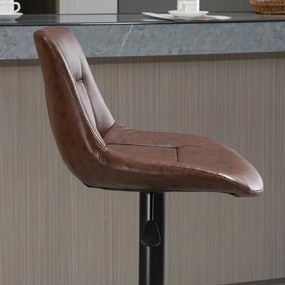 HOMCOM Set 2 Scaune de Bar, Scaune înalte, reglabile în înălțime, incl. Suport pentru Picioare, 46.5cm x 50cm x 108cm, Negru + Maro | Aosom Romania