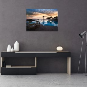 Tablou pe sticlă - Stațiune la mare (70x50 cm)