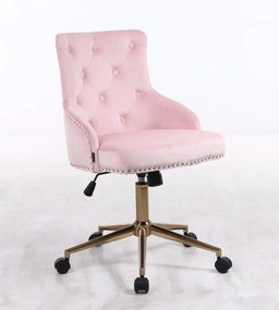 HR654K Scaun Catifea Roz cu Bază Aurie