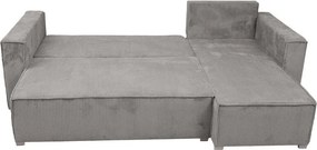 Canapea colt extensibila SMART COSARO gri deschis, cu colt bilateral + 2 perne CADOU