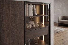 Vitrină Dunari 120 cm cu două uși și sertare ascunse - stejar dunin