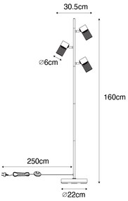 Lampă de podea industrială neagră cu 3 lumini - Jim