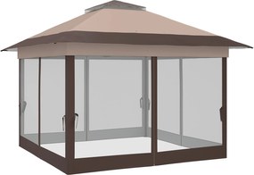 Outsunny Tonnelă pavilion de grădină pop-up pliabilă oțel poliester plase de țânțari + geantă de transport cu roți kaki maro | Aosom Romania