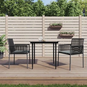 vidaXL Set mobilier grădină cu perne, 3 piese, negru, poliratan &amp; oțel