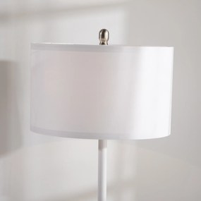 HOMCOM Lampa de podea cu 2 rafturi, Lampa de podea din metal si lemn cu abajur din material, Ø40x163cm, alb | AOSOM RO