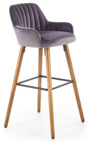 Scaun bar catifea H-93 gri inchis - H 98 cm