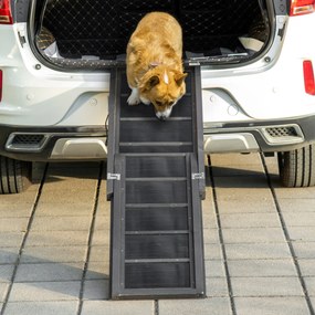 PawHut Rampă Pliabilă Portabilă pentru Animăluțe, cu Mâner de Transport, Ideală pentru Câinișori, Neagră | Aosom Romania