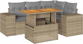 vidaXL Set canapele de grădină cu perne, 5 piese, bej, poliratan