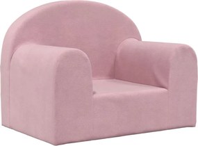 vidaXL Canapea pentru copii, roz, pluș moale