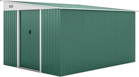 Outsunny Magazie de Gradina cu Ușa Glisantă si Orificii de Aerisire, din Oțel Galvanizat, 345x280,5x169-201cm, Verde | Aosom Romania