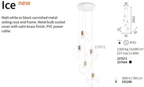 Lustra cu 5 pendule design modern ICE SP5 NERO 237664 IDL