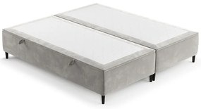 Pat matrimonial gri deschis tapițat cu spațiu de depozitare 200x200 cm Tate – Maison de Rêve